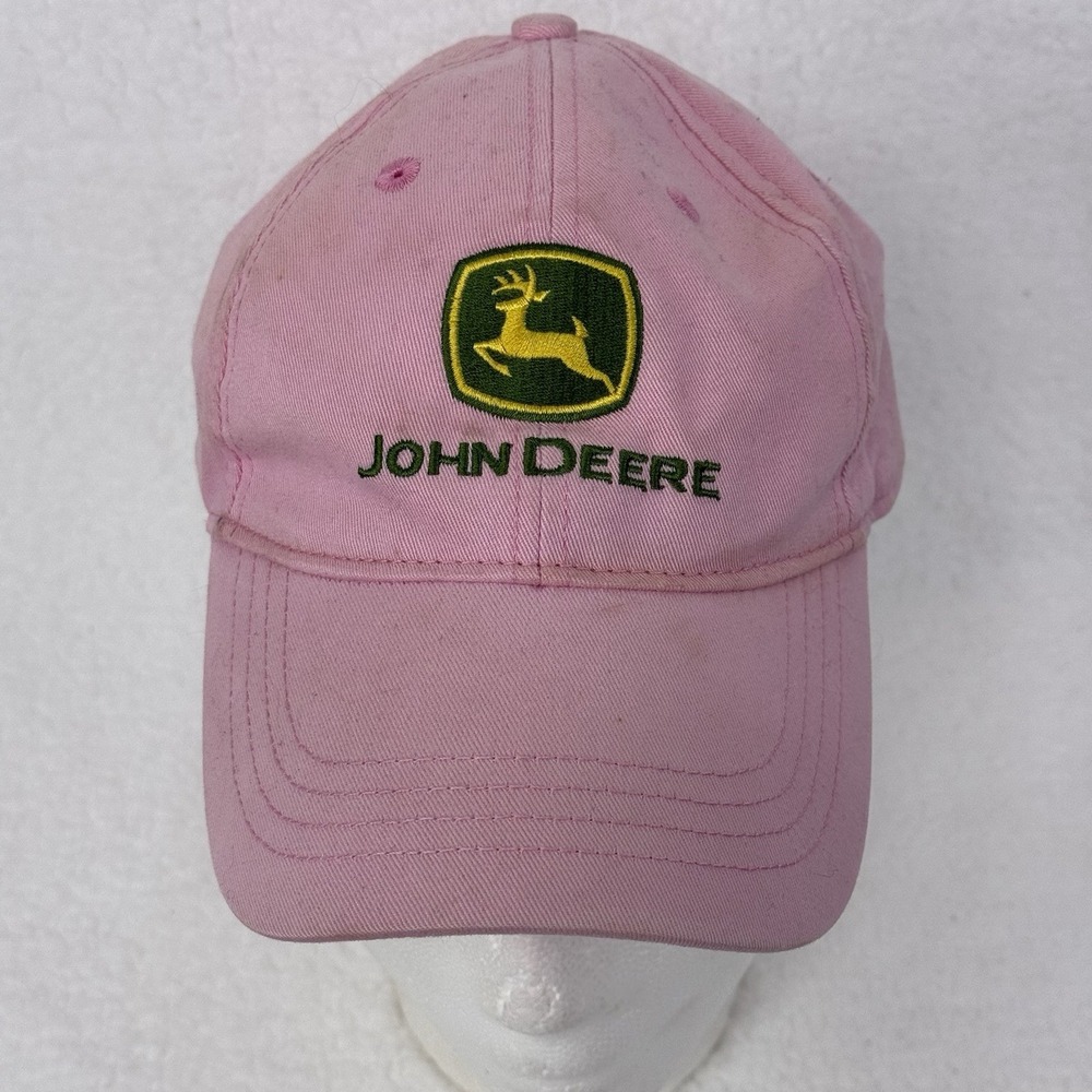 John Deere Strapback Adjustable Hat Cap Pink LogoNothing Runs Like A Deere - Picture 2 of 16